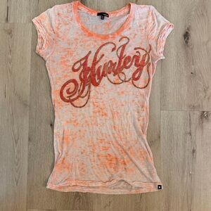Vintage-Style Hurley Orange Burnout Graphic Tee